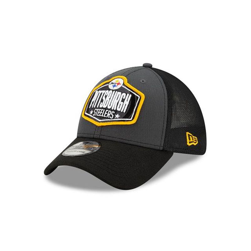 NFL Pittsburgh Steelers Draft 39Thirty Stretch Fit (ZEM8035) - Grey New Era Caps